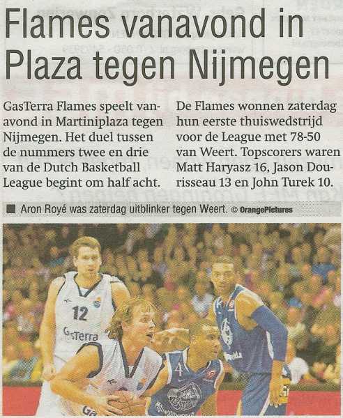 Flames vanavond in Plaza tegen Nijmegen