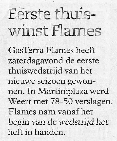 Eerste thuiswinst Flames