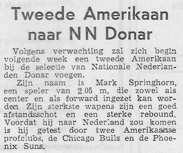 Tweede Amerikaan naar NN Donar