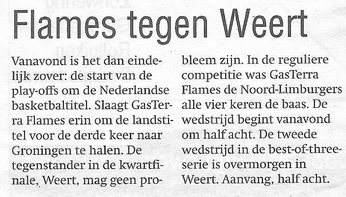 Flames tegen Weert