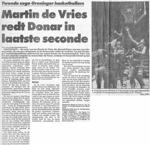 Martin de Vries redt Donar in laatste seconde