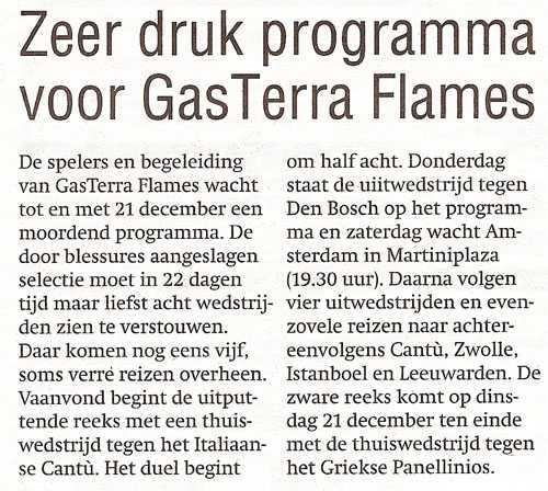 Zeer druk programma voor GasTerra Flames