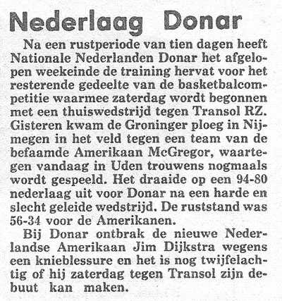 Nederlaag Donar