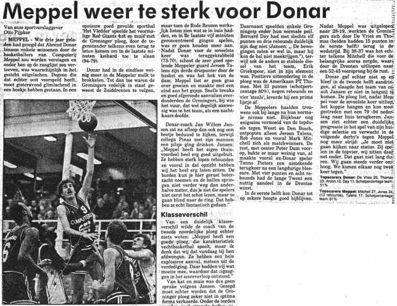 Meppel weer te sterk voor Donar