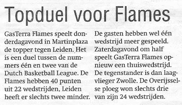 Topduel voor Flames