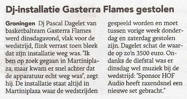 Dj-installatie GasTerra Flames gestolen