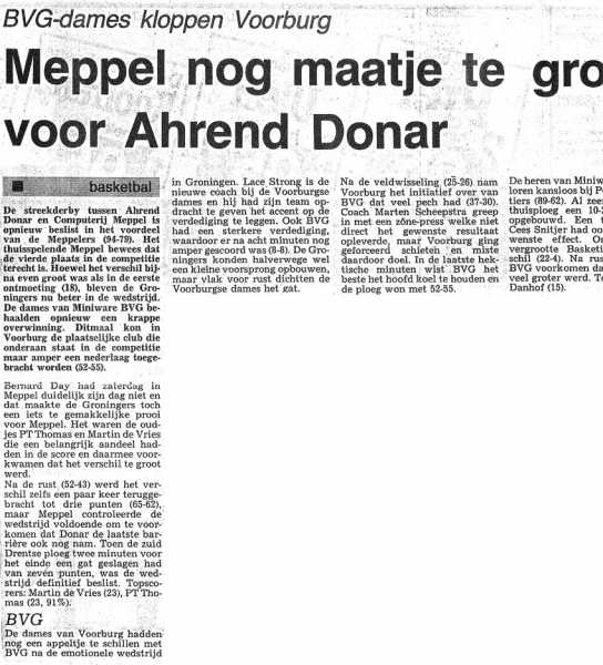 Meppel nog maatje te groot voor Ahrend Donar