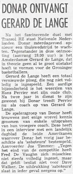 Donar ontvangt Gerard de Lange