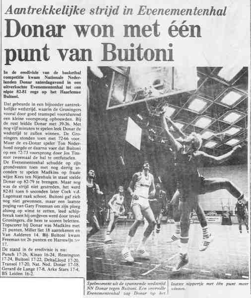 Donar won met één punt van Buitoni