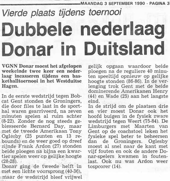 Dubbele nederlaag Donar in Duitsland