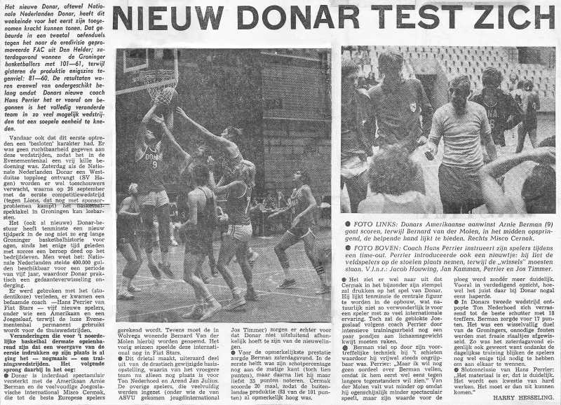 Nieuw Donar test zich