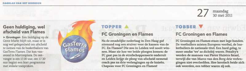 Geen huldiging, wel afscheid Flames / Topper & Tobber