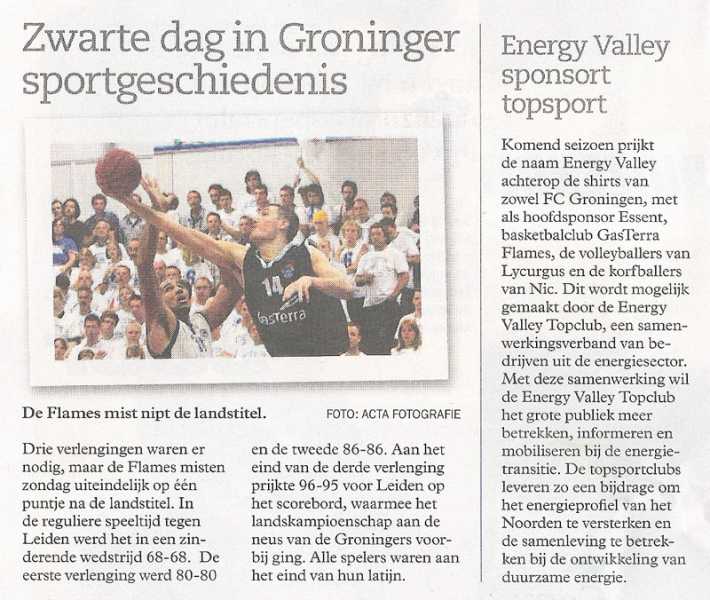Zwarte dag in Groninger sportgeschiedenis / Energy Valley sponsort topsport