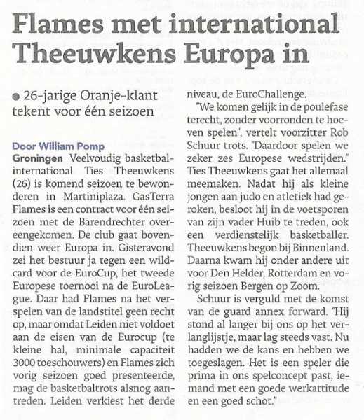 Flames met international Teeuwkens Europa in