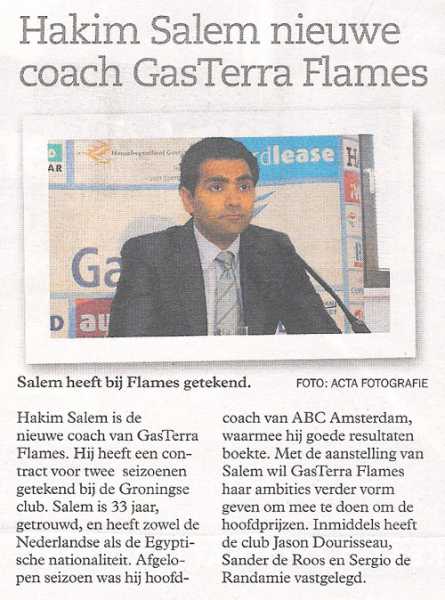 Hakim Salem nieuwe coach GasTerra Flames