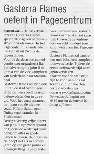 GasTerra Flames oefent in Pagecentrum