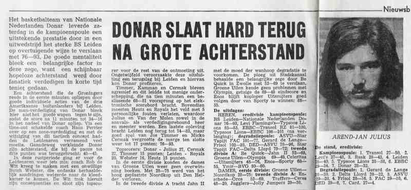 Donar slaat hard terug na grote achterstand