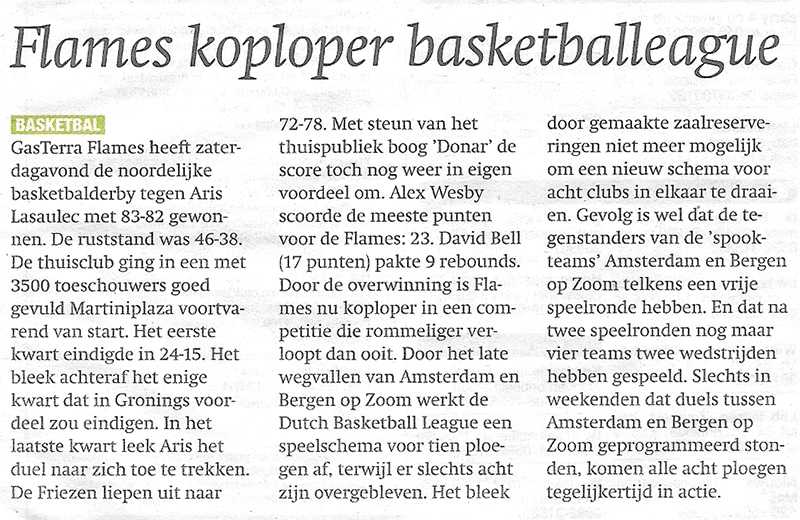 Flames koploper basketballeague