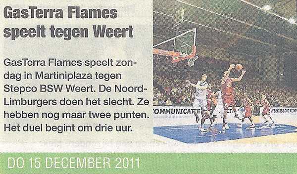 GasTerra Flames speelt tegen Weert