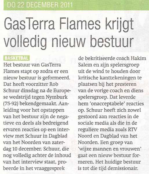 GasTerra Flames krijgt volledig nieuw bestuur