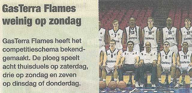 GasTerra Flames weinig op zondag