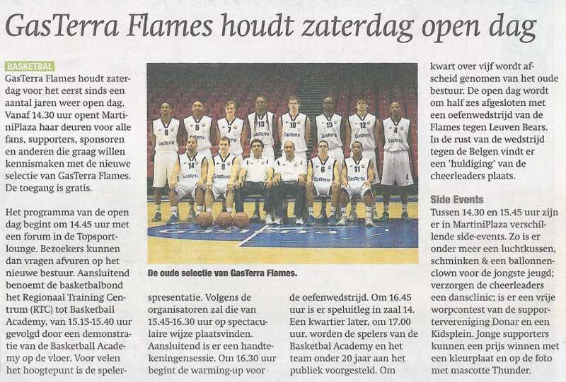 GasTerra Flames houdt zaterdag open dag