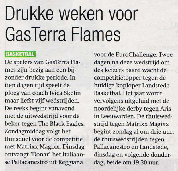 Drukke weken voor GasTerra Flames