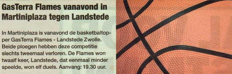 GasTerra Flames vanavond in Martiniplaza tegen Landstede