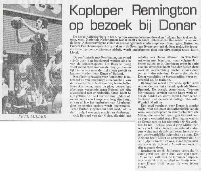 Koploper Remington op bezoek bij Donar