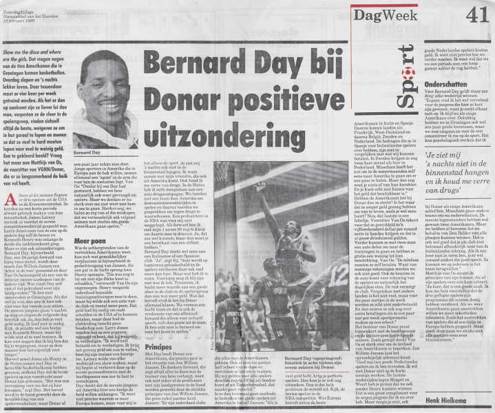Bernard Day bij Donar positieve uitzondering