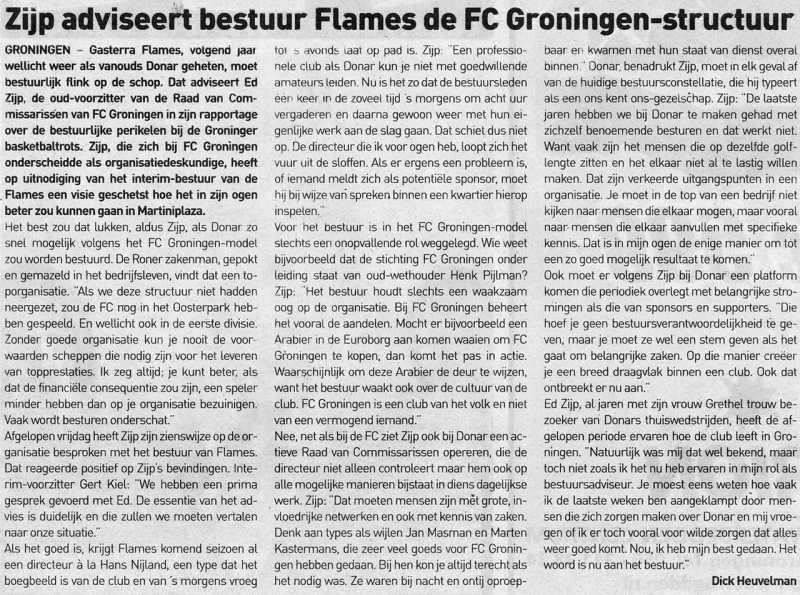 Zijp adviseert bestuur Flames de FC Groningen-structuur