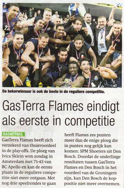 GasTerra Flames eindigt als eerste in competitie