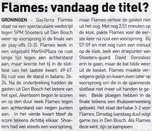 Flames: vandaag de titel?