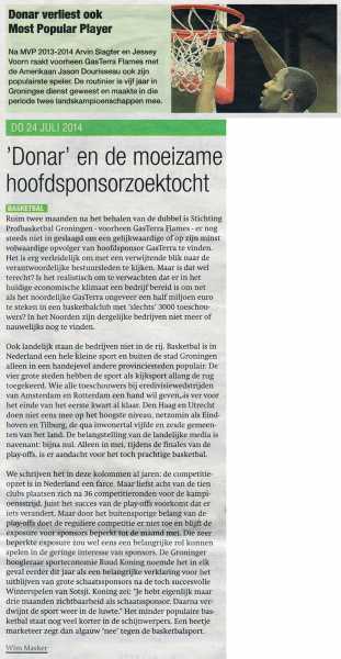 Donar verliest ook Most Popular Player / 'Donar' en de moeizame hoofdsponsorzoektocht