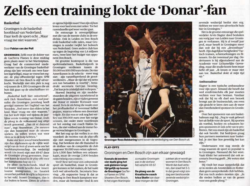 Zelfs een training lokt de 'Donar'-fan