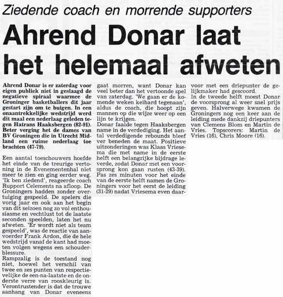 Ahrend Donar laat het helemaal afweten