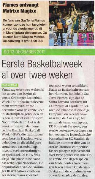 Flames ontvangt Matrixx Magixx / Eerste Basketbalweek al over twee weken