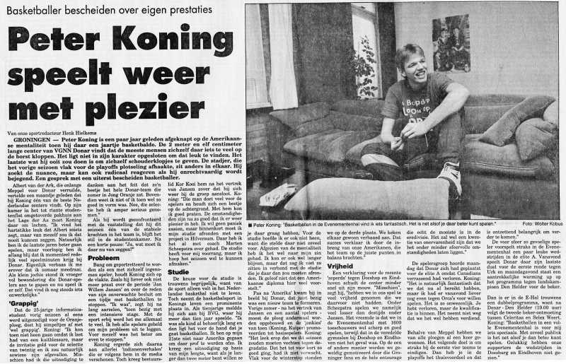 Peter Koning speelt weer met plezier