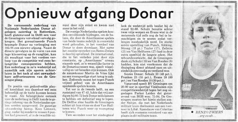 Opnieuw afgang Donar