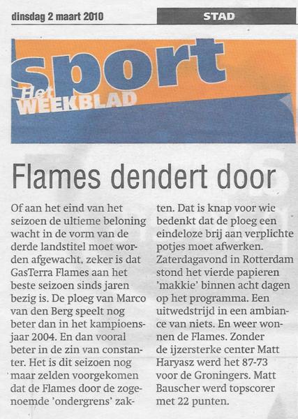 Flames dendert door