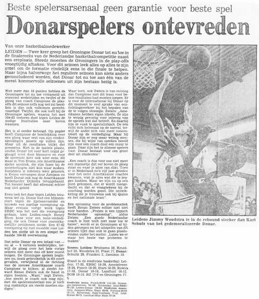 Donarspelers ontevreden