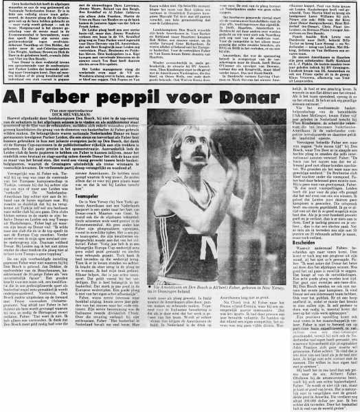 Al Faber peppil voor Donar