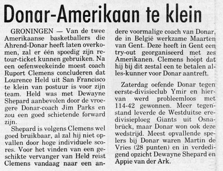 Donar-Amerikaan te klein