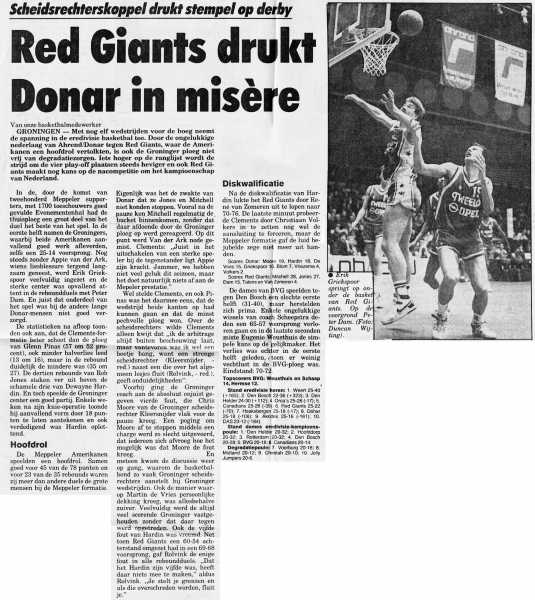 Red Giants drukt Donar in misère