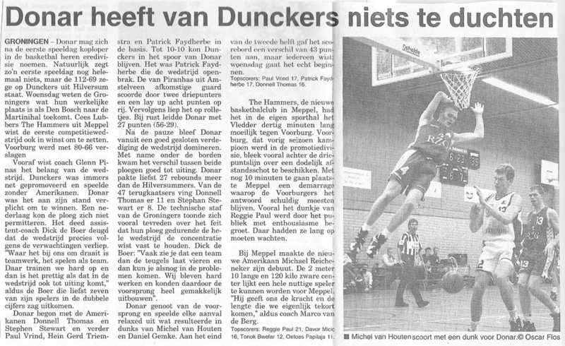 Donar heeft van Dunckers niets te duchten