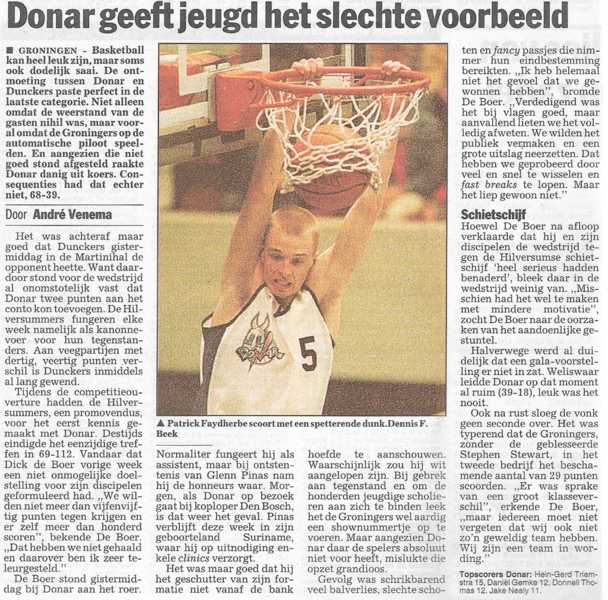 Donar geeft jeugd het slechte voorbeeld